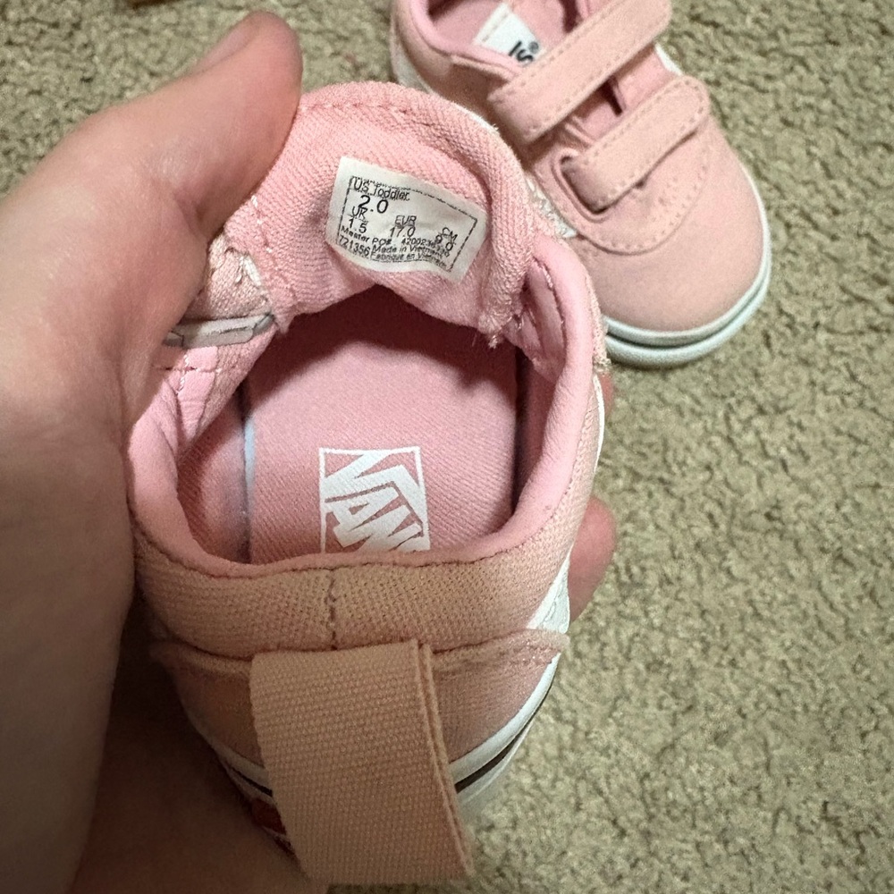 Vans Kids Light Pink and White Sneakers - Picture 3 of 4